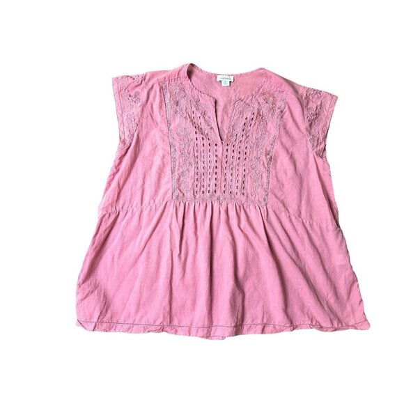 Sundance Katana Dusty Rose Top Boho Embroidered Cap Sleeve M - Picture 1 of 11